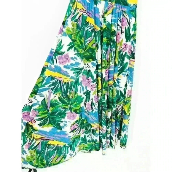 Vintage 90s Carol Anderson Maxi Dress Tropical Floral Cruise Summer Modest 3/4 - Picture 6 of 12